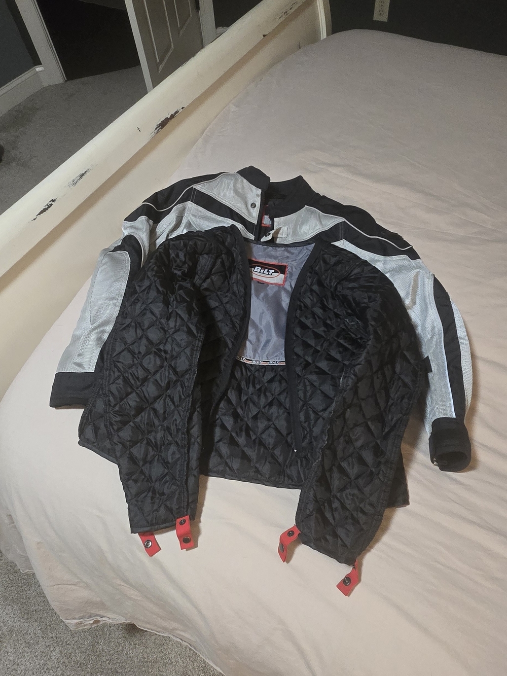 BILT Black & Silver Motorcycle Jacket with Quilted Liner